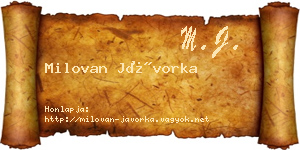 Milovan Jávorka névjegykártya